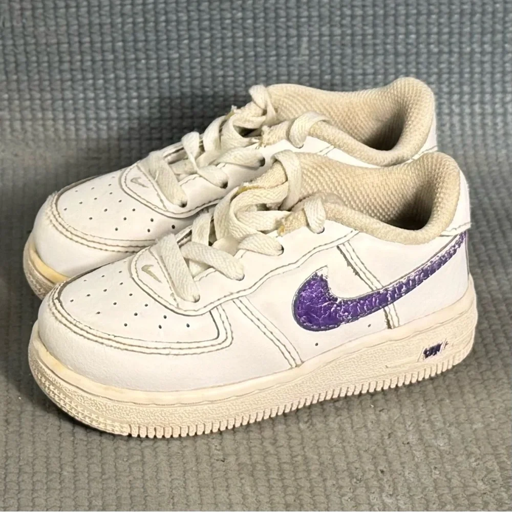 Nike‎ Air Force 1 LE 'Triple White Purple’ Shoes Toddler Size 6C